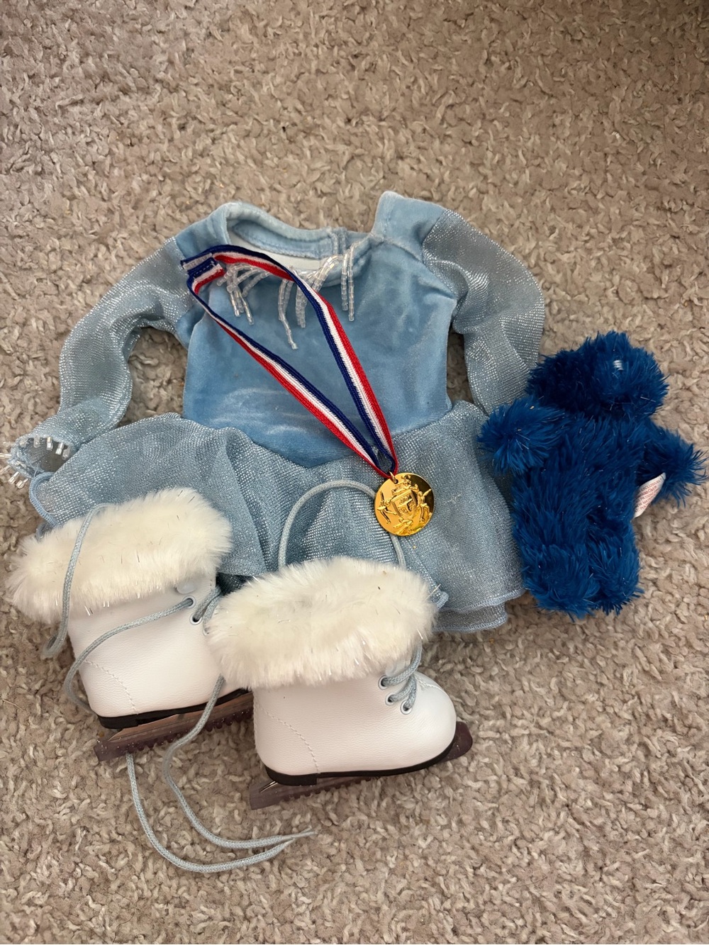 American Girl Ice Skater Dress with White Faux Fur Ice Skates
